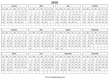 2020 landscape calendar