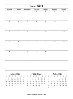 2023 calendar june vertical layout