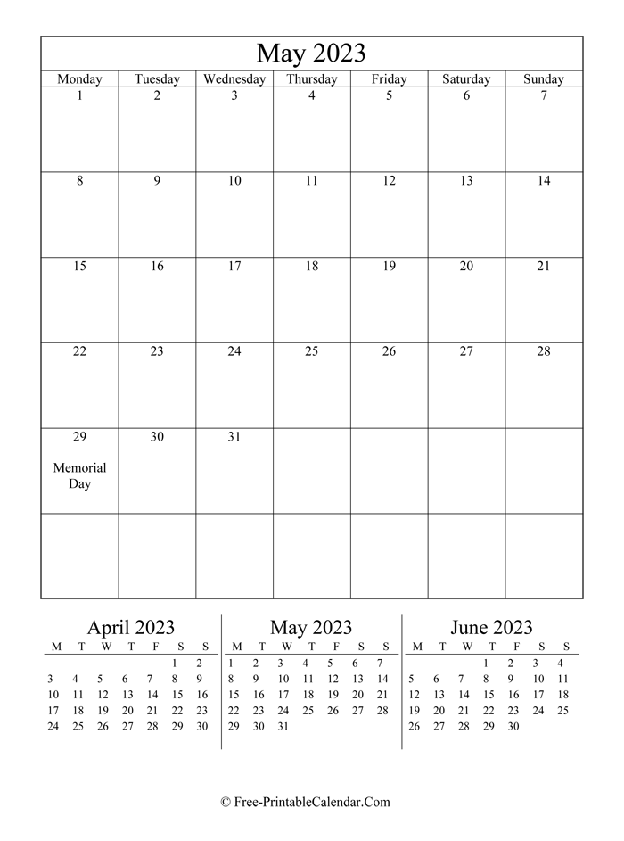 2023 Calendar May (Portrait Layout)