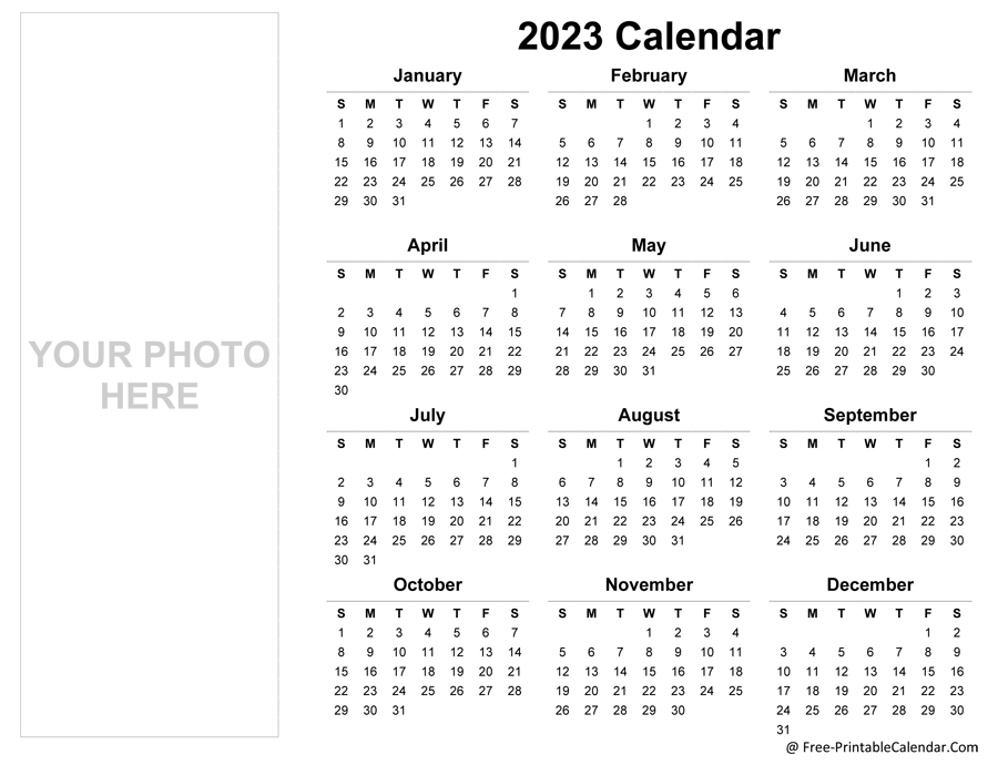 Free Printable Yearly Calendar 2023 Portrait