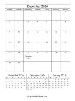 2024 calendar december vertical layout
