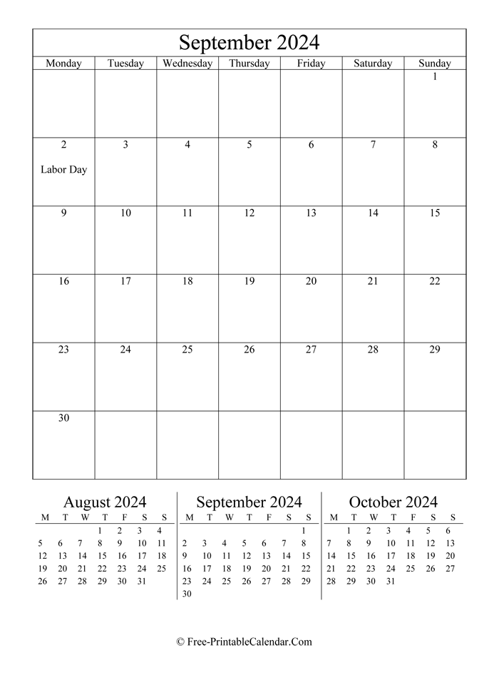 2024 Calendar September (Portrait Layout)