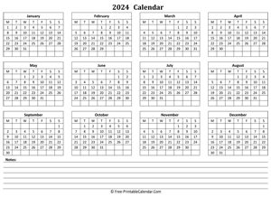 2024 landscape calendar notes