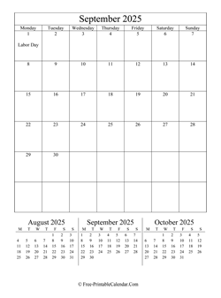 2025 calendar september vertical layout