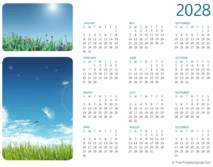 2028 photo calendar (horizontal layout)