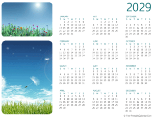 2029 photo calendar (horizontal layout)
