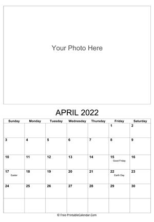april 2022 photo calendar