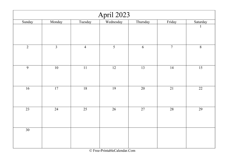 April 2023 Calendar Printable with Holidays