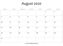 august 2020 calendar printable with holidays