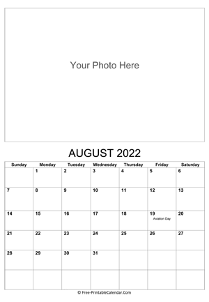 august 2022 photo calendar