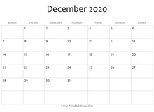 editable 2020 december calendar