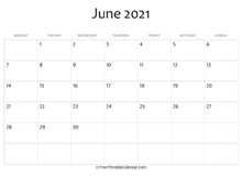 calendar june 2021 editable
