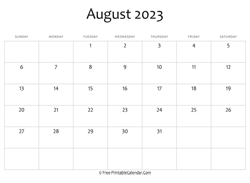 calendar august 2023 editable