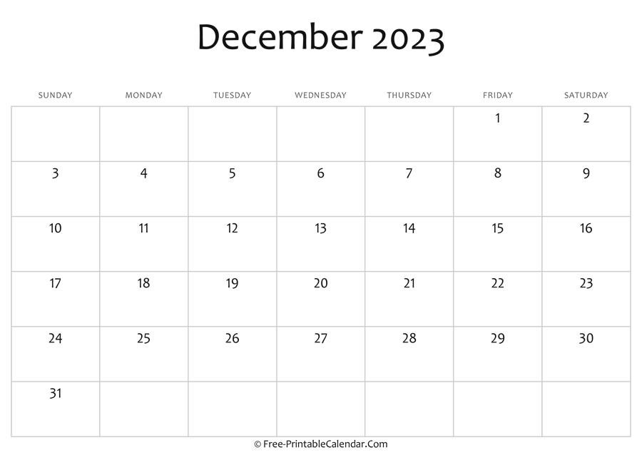 Editable 2023 December Calendar