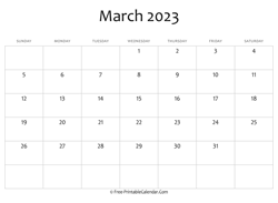 calendar march 2023 editable