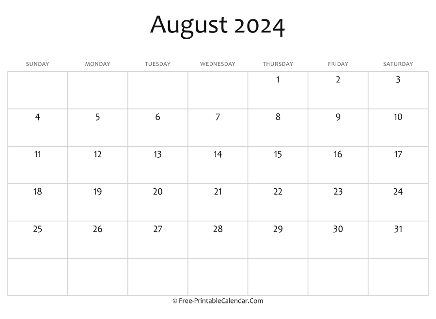 Editable 2024 August Calendar