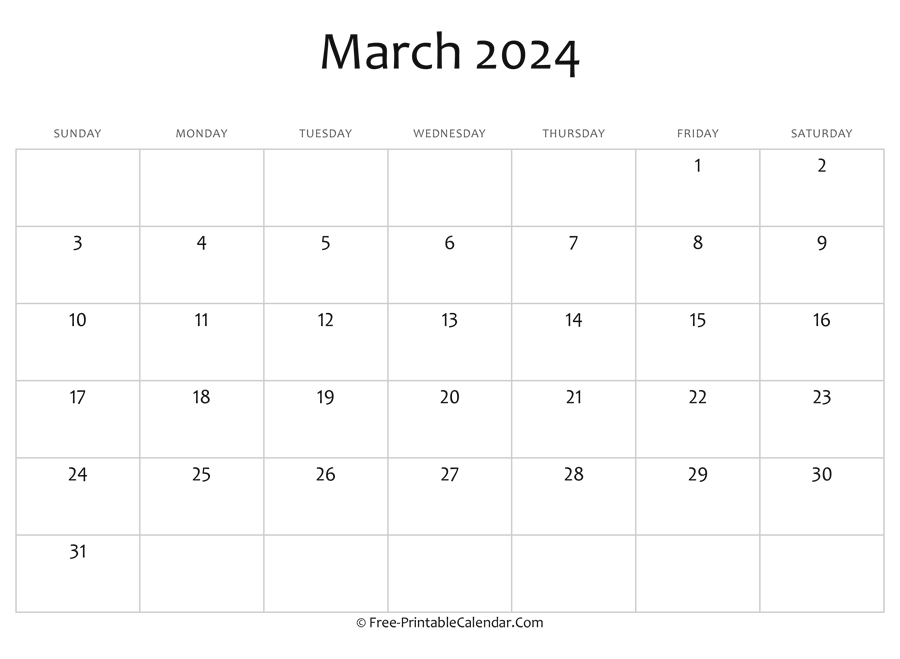 Editable 2024 March Calendar