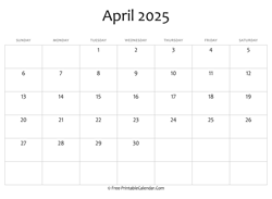 editable 2025 april calendar