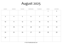 calendar august 2025 editable