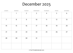 calendar december 2025 editable