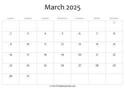 calendar march 2025 editable