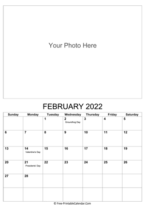 february 2022 photo calendar