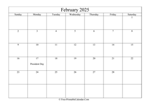 february 2025 calendar printable with holidays