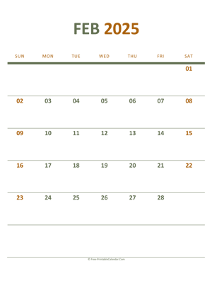 february 2025 printable calendar