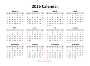 free printable calendar 2025