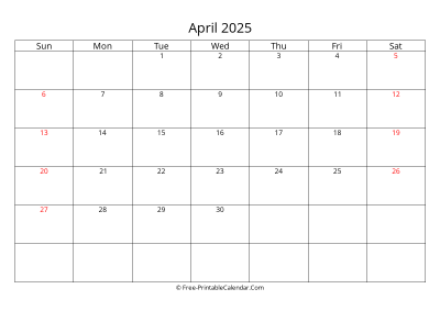 Printable Calendar April 2025