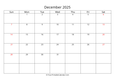 Printable Calendar December 2025