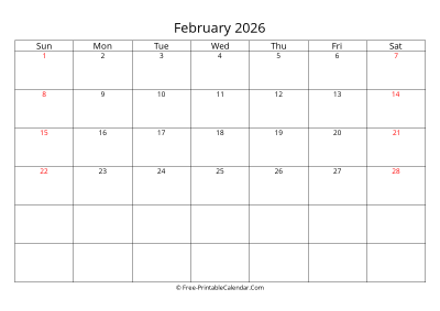 Printable Calendar February 2026