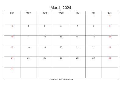 Printable Calendar March 2024