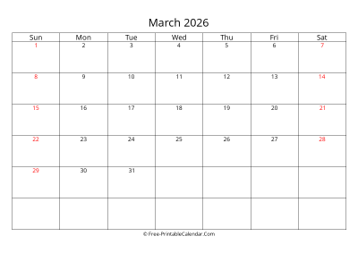 Printable Calendar March 2026
