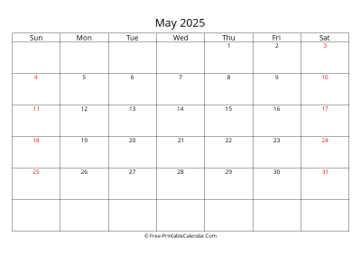 Printable Calendar May 2025