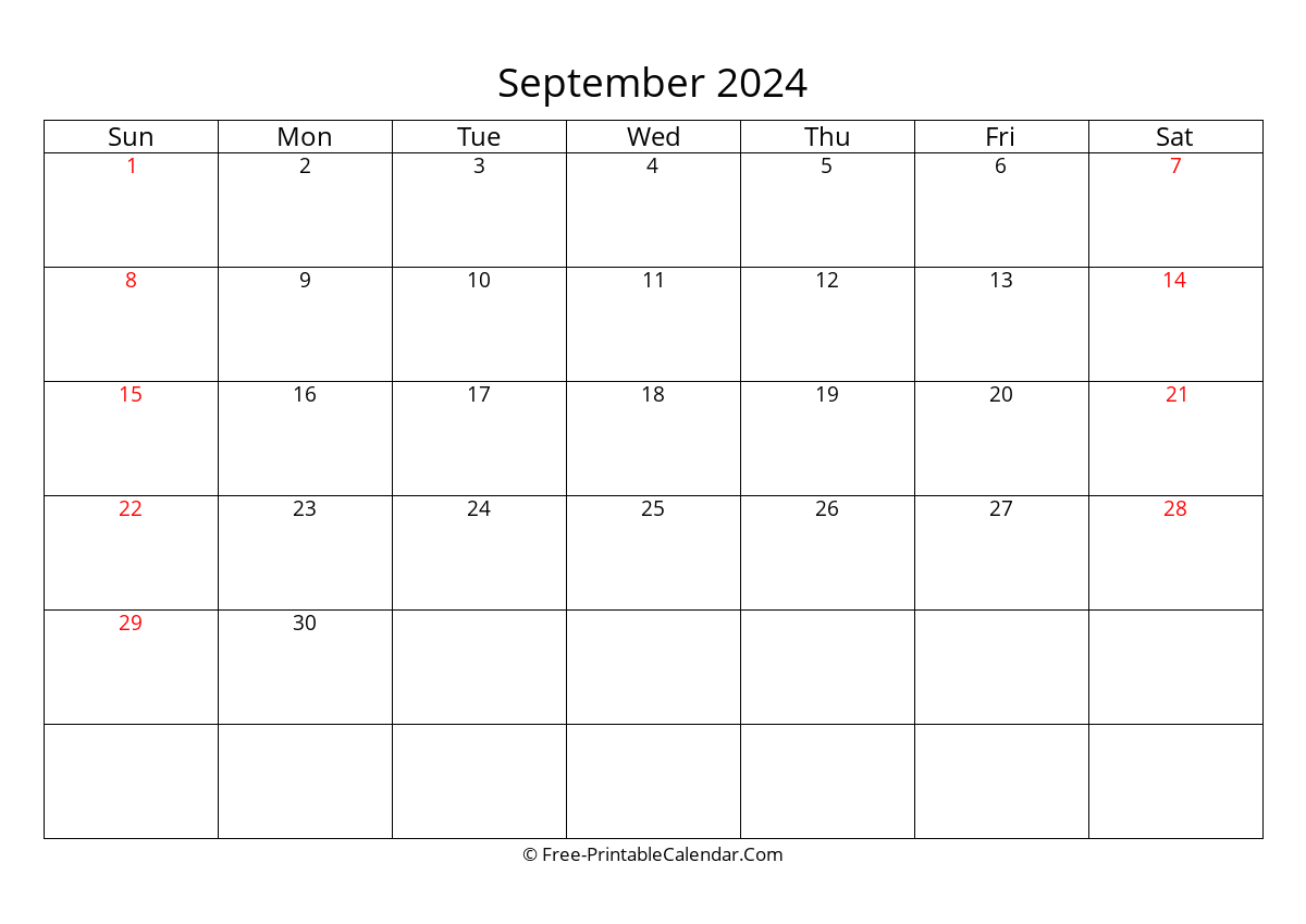 Free Printable Calendar September 2024