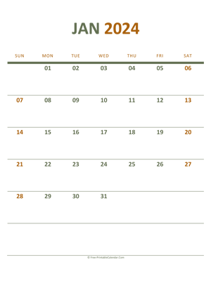 january 2024 printable calendar