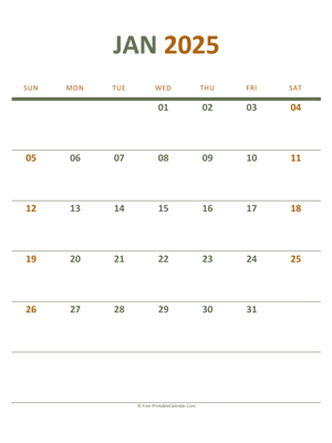 january 2025 printable calendar