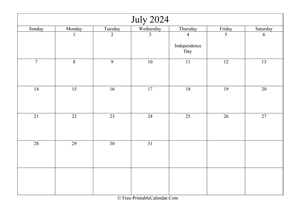 july 2024 calendar printable holidays