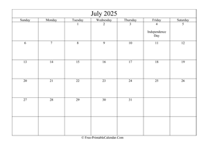 july 2025 calendar printable holidays