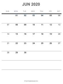 june 2020 printable calendar