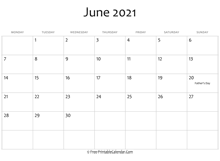 june 2021 calendar printable holidays