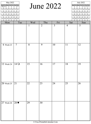 june 2022 calendar vertical