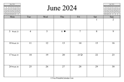 june 2024 calendar horizontal