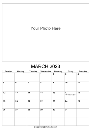 march 2023 photo calendar