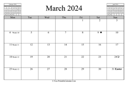 March 2024 Calendar (horizontal)