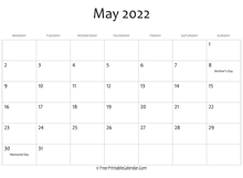 may 2022 calendar printable holidays