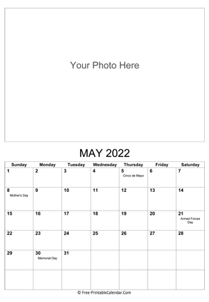 may 2022 photo calendar