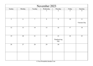 november 2023 calendar printable with holidays
