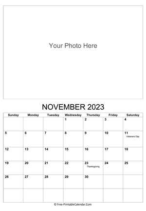 november 2023 photo calendar